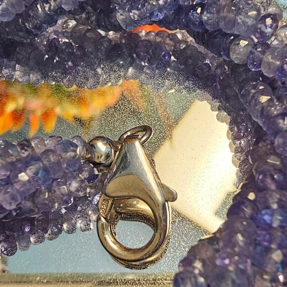 Multi-Strand Beaded Tanzanite Necklace with Sterling Silver Clasp, 18" - Picture 4 of 8